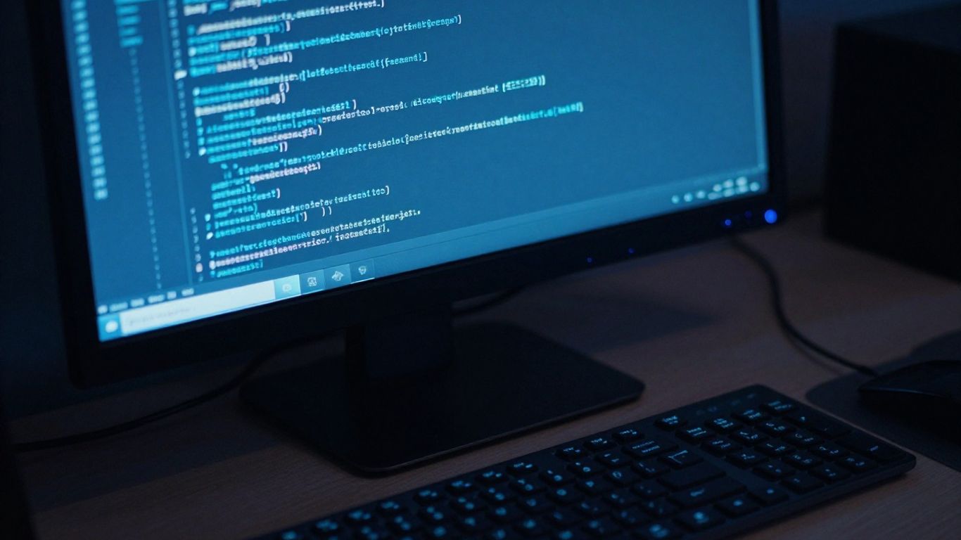 Monitor z kodem i klawiaturą