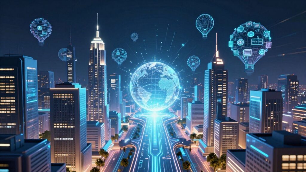 Przyszłość SEO: miasta, połączenia, dane, innowacja.