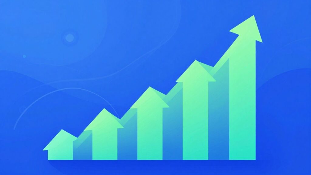 Lejek sprzedażowy WooCommerce z rosnącymi strzałkami