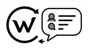 Logo WordPress i dymek opinii klienta