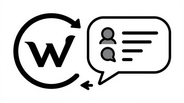 Logo WordPress i dymek opinii klienta